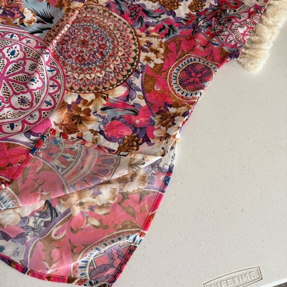 Umgee Kimono Medallion Floral Tassle Coverup Cardigan Colorful Women’s Size 1XL - Picture 9 of 13